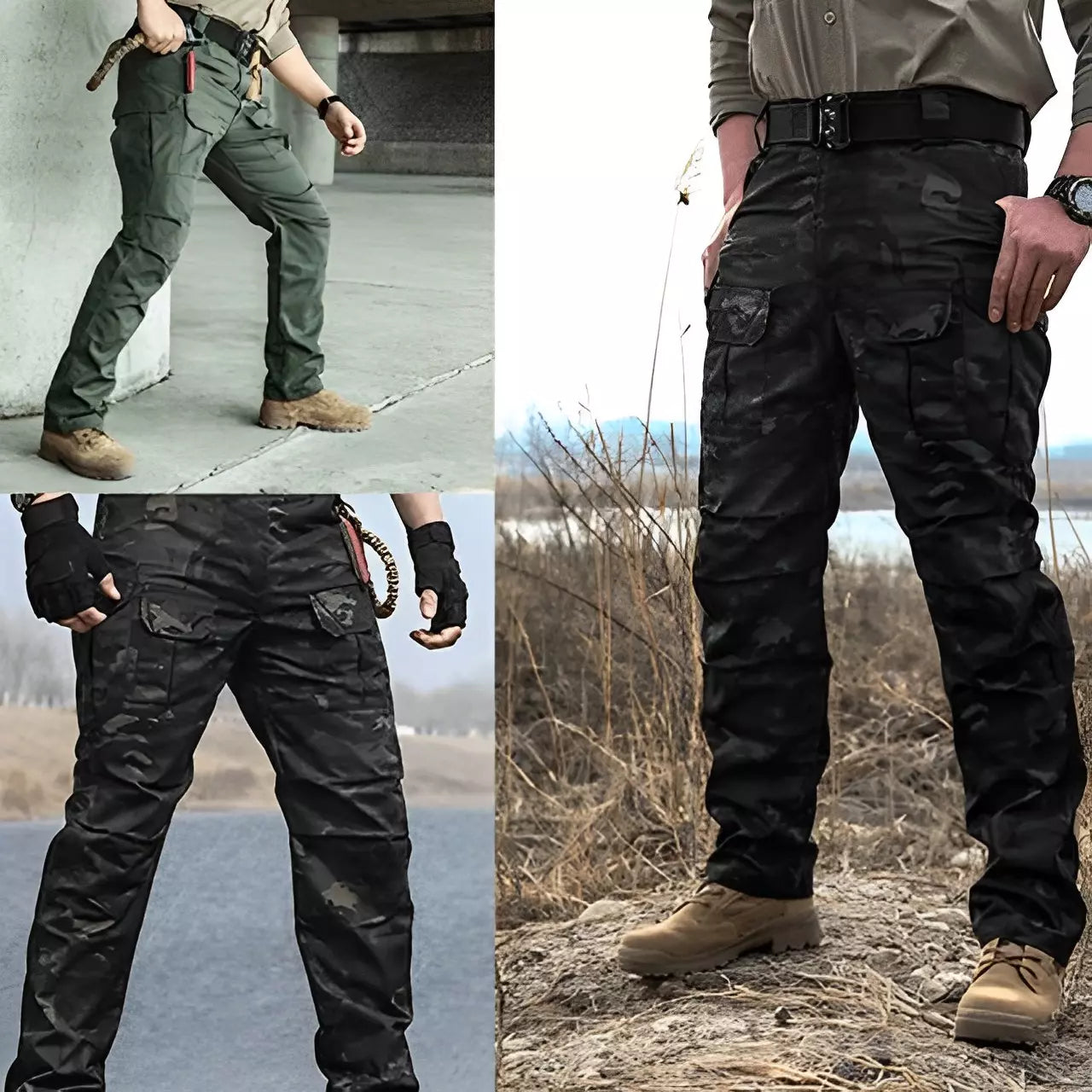 Pantalones tácticos militares impermeables con cinturón