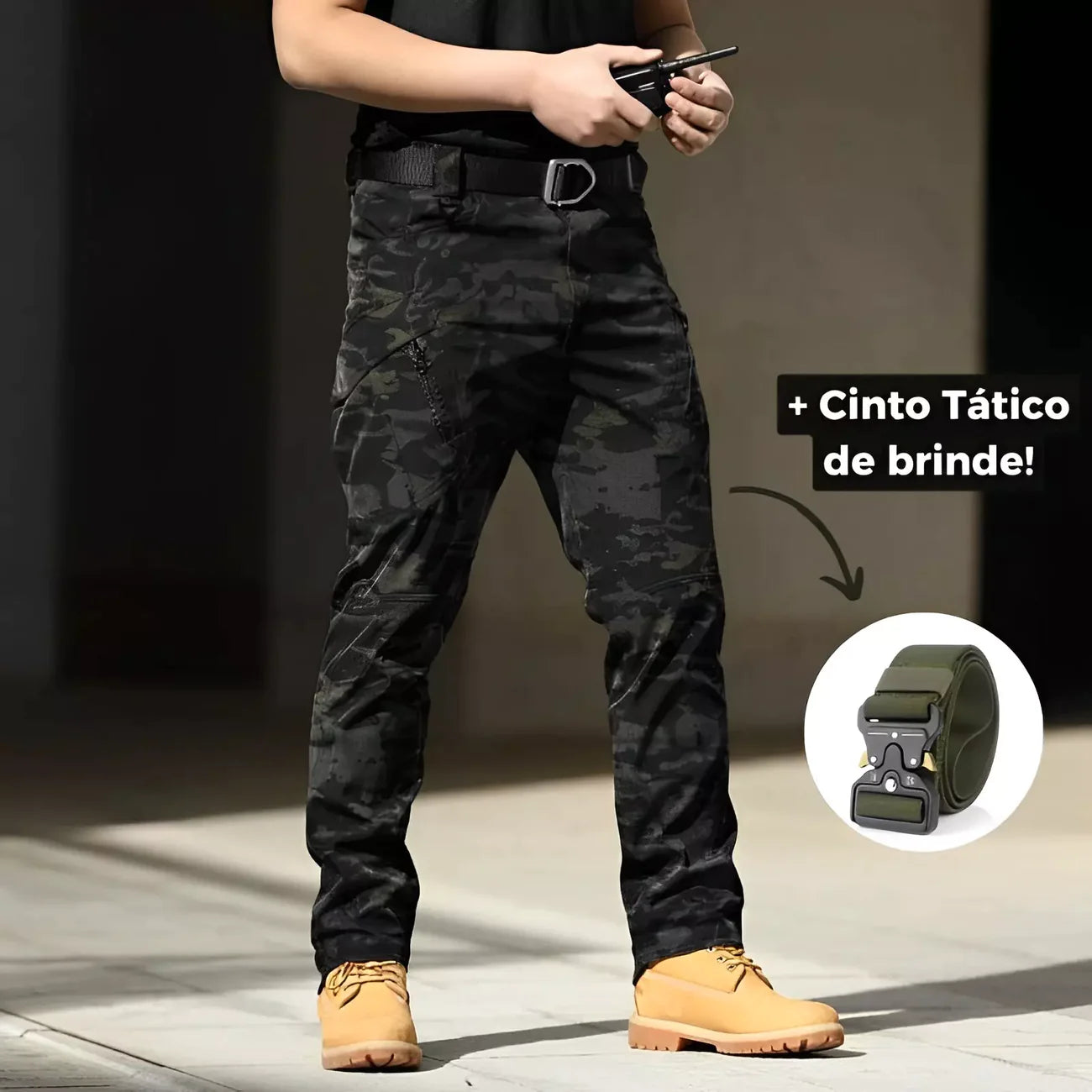 Pantalones tácticos militares impermeables con cinturón